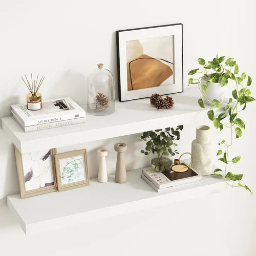Vista 19 de Fun Memories Estantes flotantes – Estante de pared de 9.3 pulgadas de profundidad para decoración y almacenamiento – Estantería de exhibición