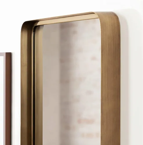 Vista 8 de Kate and Laurel Armenta - Espejo rectangular moderno con marco de metal, 20 x 42 pulgadas, dorado, espejo de pared funcional inspirado