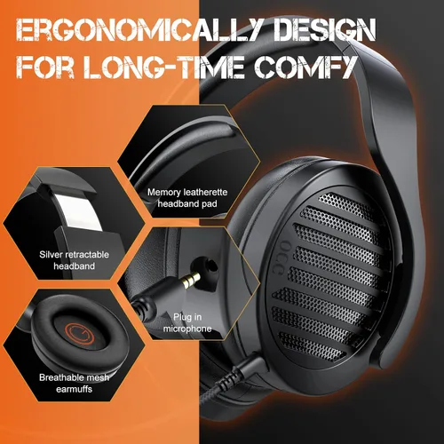 Vista 2 de OCG Auriculares para juegos inalámbricos duales sin pérdida 2.4G Bluetooth para juegos con micrófono desmontable de 1.969 in - para PC, PS4, PS5