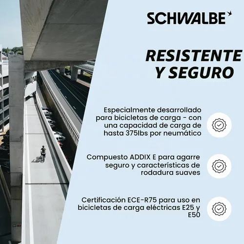 Vista 4 de Schwalbe Pick-Up – Neumático de carga con ADDIX E-Compound y carcasa de Super Defense para bicicletas de carga – E-Bike Ready 50 – Neumático de Negro