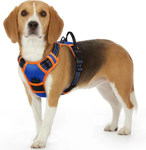 Vista 31 de Eagloo Arnés para perro pequeño, sin tirones, chaleco de servicio con tiras reflectantes y asa de control, ajustable y cómodo para caminar, arnés