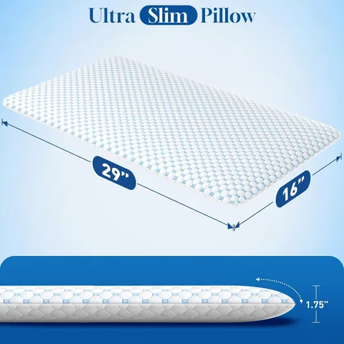 Vista 6 de CloudBliss Almohadas ultra delgadas de 3.3 pulgadas para lado Espalda Dormir boca abajo, almohada plana de espuma viscoelástica, almohadas