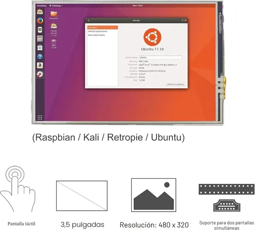 Vista 2 de para Raspberry Pi 3 B+ Pantalla táctil de 3.5 pulgadas con estuche, monitor TFT LCD de 320x480 píxeles