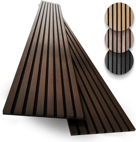 Vista 14 de Paquete de 2 paneles de madera para pared, paneles de pared de listones de madera acústicos, paneles de madera insonorizados para decoración