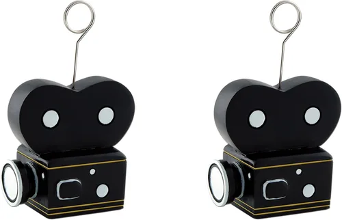 Vista 3 de Beistle Accesorio de fiesta para cámara de película/soporte para globos (1 unidad), negro/blanco/dorado, 6 onzas