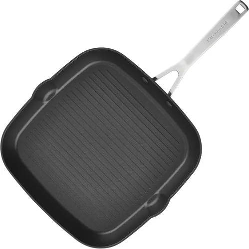 Vista 11 de KitchenAid - Juego de ollas y sartenes antiadherentes de inducción con anodizado duro, 10 piezas, color negro mate Juego de utensilios de cocina