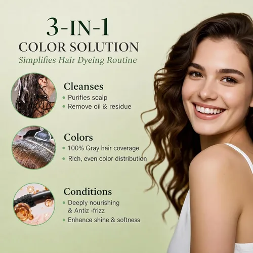 Vista 4 de Champú de tinte para cabello negro para cabello gris, champú instantáneo de color de cabello, champú de larga duración, champú para cabello negro