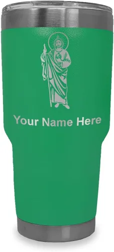Vista 28 de LaserGram Vaso aislado al vacío de 20 onzas, Saint Jude, grabado personalizado incluido (negro)