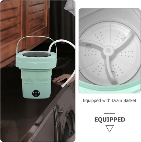 Vista 3 de NUOBESTY Mini lavadora plegable portátil con cesta de drenaje y múltiples modos de ahorro de espacio, diseño plegable para viajes, dormitorio