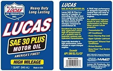 Vista 2 de Lucas Oil Aceite de motor de petróleo 10053 SAE 30W - Botella de 1 cuarto de galón (paquete de 6)