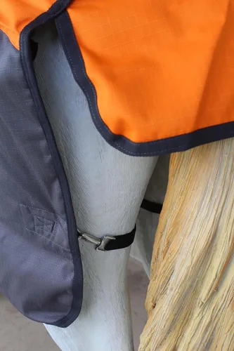 Vista 6 de Manta de caballo 1200D impermeable, transpirable, pesada manta de invierno con relleno de 10.58 oz, carcasa exterior Ripstop Gris Naranja