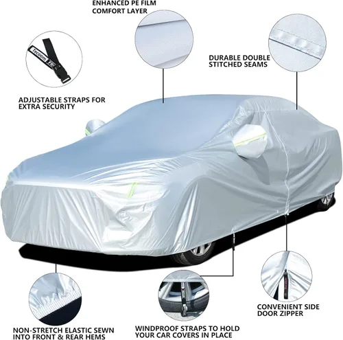 Vista 3 de Tecoom Carcasa ligera, impermeable, a prueba de rayos UV, resistente al viento, con cierre de cremallera y almacenamiento para todo tipo de clima