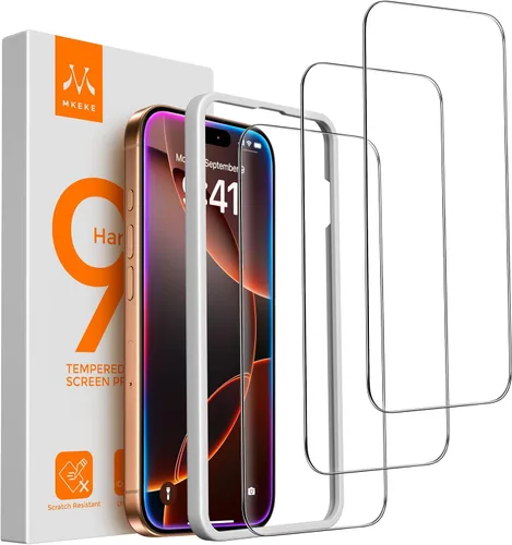Vista 15 de Mkeke Protector de pantalla para iPhone Air, paquete de 3 unidades de vidrio templado [dureza 9H] [protección contra caídas de grado militar]