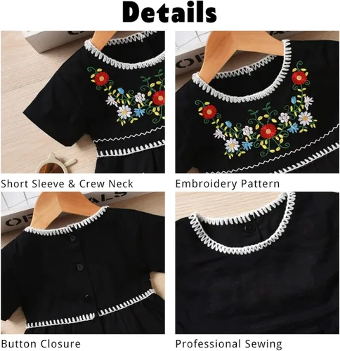 Vista 3 de Aalizzwell Vestido bordado de manga corta para bebé niña pequeña