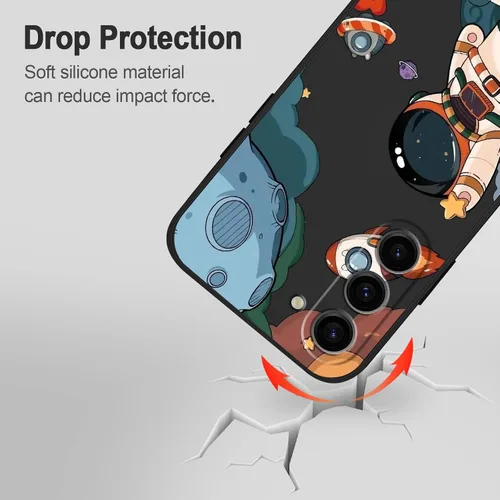 Vista 4 de LEECG Funda protectora para Samsung Galaxy S23, patrón de astronauta a prueba de golpes, anticaídas, para Samsung S23, negro astronauta
