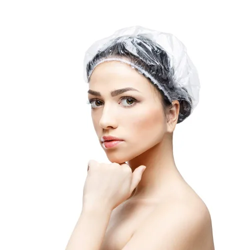 Vista 9 de 30 unidades de gorros de ducha desechables - Gorro de baño multiusos, grueso, elástico, impermeable, transparente, de plástico, para mujeres en spa