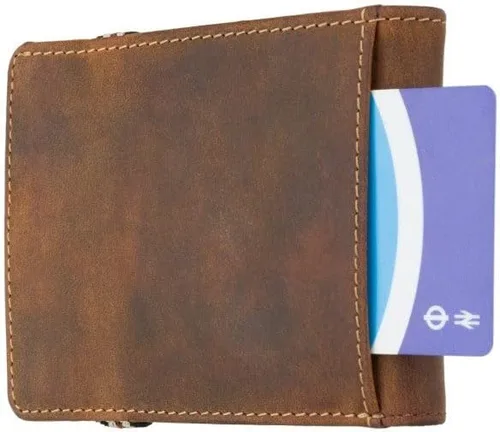 Vista 4 de Visconti Segesta - Cartera delgada con cierre elástico bi plegable (piel auténtica), tarjetero RFID (bronceado), Beige Bronceado, Cartera plegable