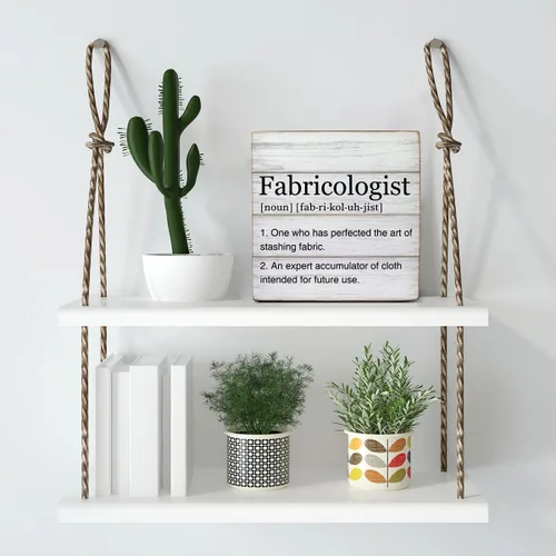 Vista 5 de Dumyum Caja de Signo de Madera Definición de Fabricologist Regalos para Amantes de la Costura Dumyum Signo Decorativo de Madera para Escritorio