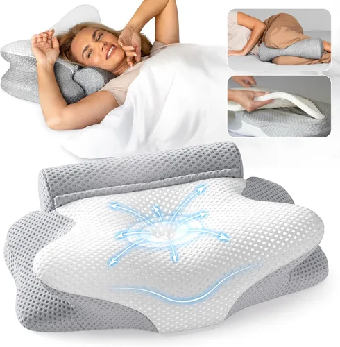 Vista 7 de Almohada Cervical para Dormir, Almohada Dreamers Relief, Almohada para Dormir de Lado para Adultos, Almohada de Espuma Viscoelástica de Altura