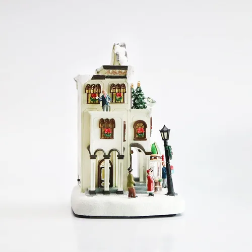 Vista 7 de MOMENTS IN TIME Tienda de Joyería Fina11”H Pueblo Navideño Iluminado con Edificio de Luces LED y Música de Navidad Decoración Festiva de Poliresina