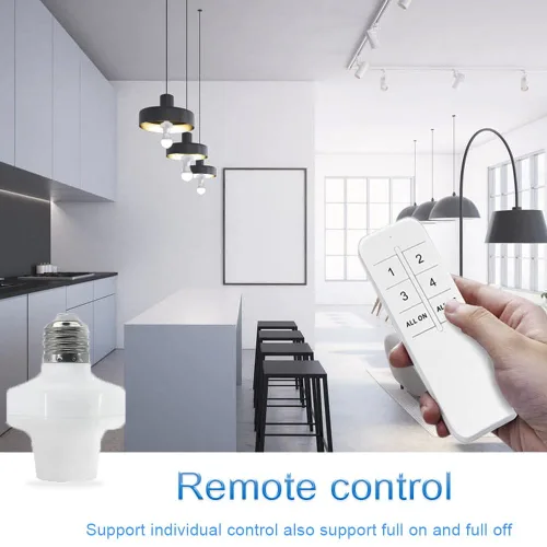 Vista 2 de QIACHIP Adaptador de enchufe de luz de control remoto E26 E27, soporte de luz inteligente ZigBee compatible con control de voz Alexa Echo, requiere