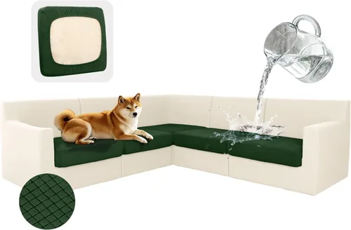 Vista 23 de ALIECOM Fundas 100% impermeables para sofá seccional esquinero en forma de L, fundas de cojín de jacquard elásticas para mascotas y perros