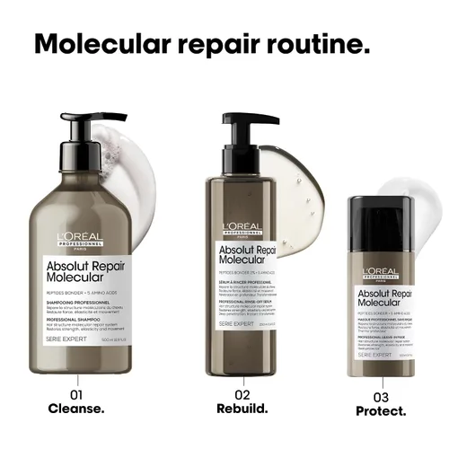 Vista 7 de L'Oréal Professionnel Paris Absolut Repair Molecular Hair Care Set - Champú sin sulfato, suero de enjuague y máscara sin enjuague para cabello
