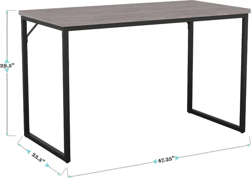 Vista 3 de Martha Stewart Noah Home Office Parsons Escritorio en grano de madera gris con marco de metal de bronce aceitado