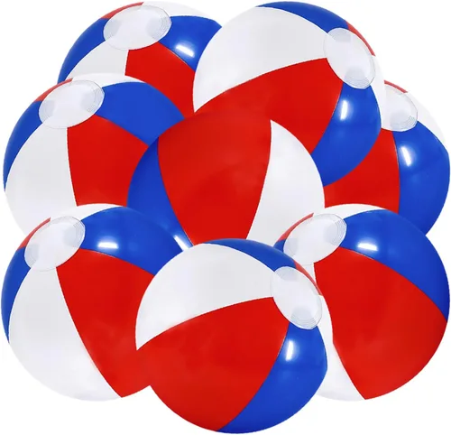 Vista 6 de The Dreidel Company Pelotas de playa patrióticas inflables con diseño de bandera de Estados Unidos para fiesta de piscina, cumpleaños, juguete