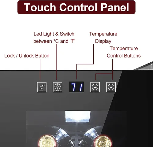 Vista 5 de Winado Refrigerador de vino con compresor de 12 botellas con temperatura ajustable, mini refrigerador de vino compacto independiente con control