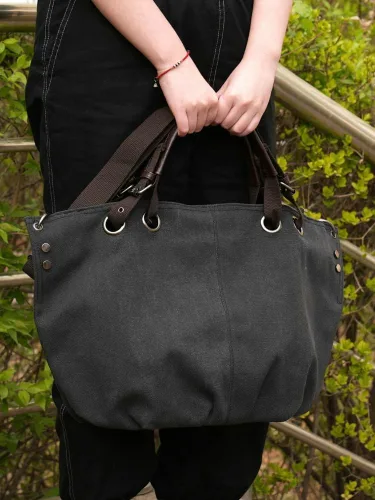 Vista 3 de Bolsa de lona vintage para mujer, bolso bandolera grande, bolso cruzado de hombro, bolso casual para el trabajo, bolsos de compras