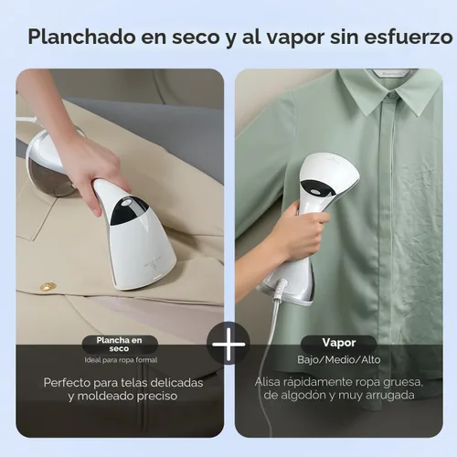 Vista 6 de Vaporizador para Ropa, Calentamiento de 20S, 1500W y 3 Configuraciones de Vapor, Suela de Cerámica con 13 Ventilaciones, Plancha de Ropa 2-en-1