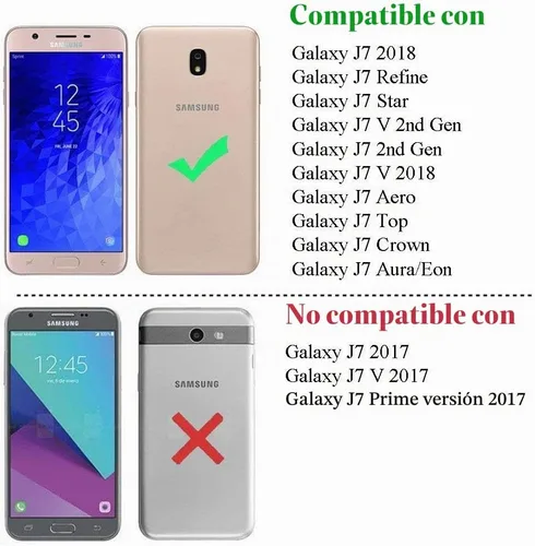 Vista 3 de Defender Armor - Funda para Galaxy J7 2018, resistente a prueba de golpes, con protector de pantalla integrado Violeta/Verde (Mint)