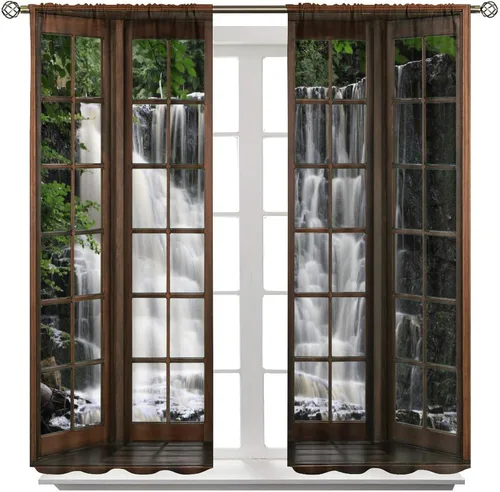 Vista 167 de Cortinas de paisaje, ventana 3D, primavera, bosque, vida silvestre, paisajes de naturaleza, dormitorio, sala de estar, cortinas térmicas opacas de 2