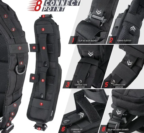 Vista 3 de WYNEX Bolsa de accesorios Molle de doble cremallera, bolsa de bolsillo para mochila, correa para el hombro, accesorio Molle, accesorios tácticos