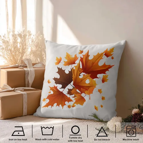 Vista 3 de Autumn Maple Leaves Throw Pillow Covers, Fall Orange red Leaves Cushion Cases Digital Blended Hidden Zipperl Decorative Pillow Covers Square 16X16