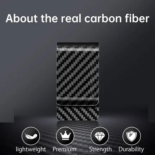 Vista 3 de CL CARBONLIFE Billetera de fibra de carbono con clip para dinero en efectivo y tarjeta de crédito, clip minimalista súper delgado y ligero