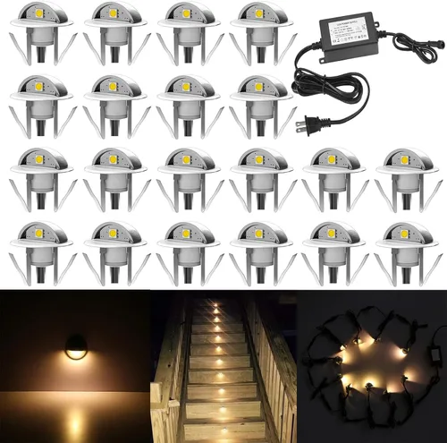 Vista 19 de Luz LED para escaleras, bajo voltaje, impermeable, IP65, para exteriores, 1-2/5 pulgadas, de madera empotrada, iluminación LED de terraza, patio