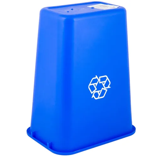 Vista 4 de TableTop King Cubo de basura rectangular azul de 41 cuartos de galón / 10 galones