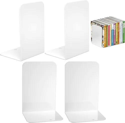 Vista 13 de VFINE Sujetalibros 1 par, extremos de libros de metal negro, sujetalibros pesados para estantes, tapón de libro para libros pesados, organizador