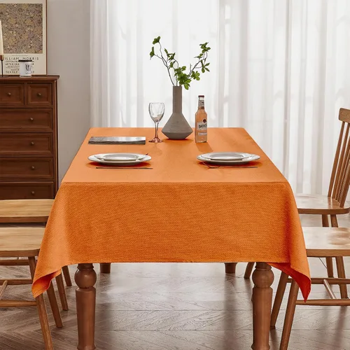 Vista 33 de BALCONY & FALCON Mantel Rectangular de Lino Sintético Impermeable Lavable Limpiable Cubierta de Mesa para Decoración de Mesa de Cocina Comedor