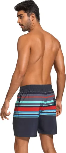 Vista 7 de SILKWORLD Quick Dry Mens Swimming Trunks with Compression Liner Bathing Suit Swim Shorts with Zip Pockets