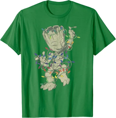 Vista 5 de Marvel Camiseta de luces navideñas Guardians Of The Galaxy Groot, Negro, S