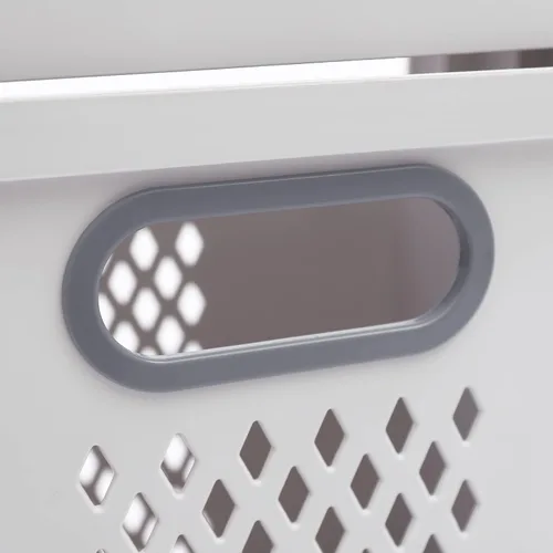 Vista 5 de Cesta de plástico para ropa sucia para el hogar, cesta de ropa con diseño dividido, cuerpo de cesta hueco y rueda universal