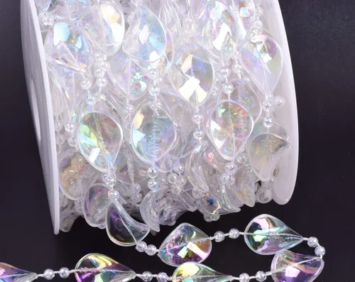 Vista 9 de KAOYOO - Cadena de cuentas de cristal transparente de 10 m para bricolaje, decoración de boda y fiesta (colorida)