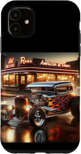 Vista 8 de Classic Hot Rod Retro Vintage Custom Hotrod Car Illustration Case for iPhone 17