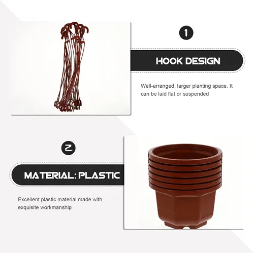 Vista 6 de Yardwe Plantas artificiales para decoración al aire libre, 12 macetas colgantes de plástico, macetas de pared para plantas de interior y exterior