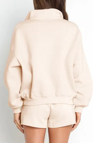 Vista 5 de AUTOMET Conjunto de 2 piezas de gran tamaño para mujer, sudadera a juego con media cremallera