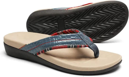 Vista 9 de MEGNYA Sandalias ortopédicas para mujer con soporte de arco, sandalias de verano para fascitis plantar para pies planos, cómodas pantuflas de espuma