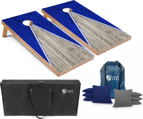 Vista 44 de Tailgating Pros Juego de tablero de Cornhole ligero con diseño piramidal con bolsas de frijoles y estuche de transporte, juego de cornhole